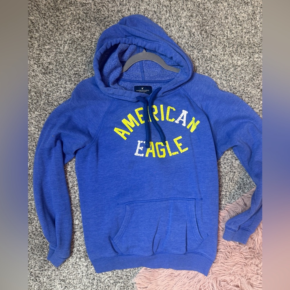 American Eagle Outfitters Blue Hoodie with Yellow Accents